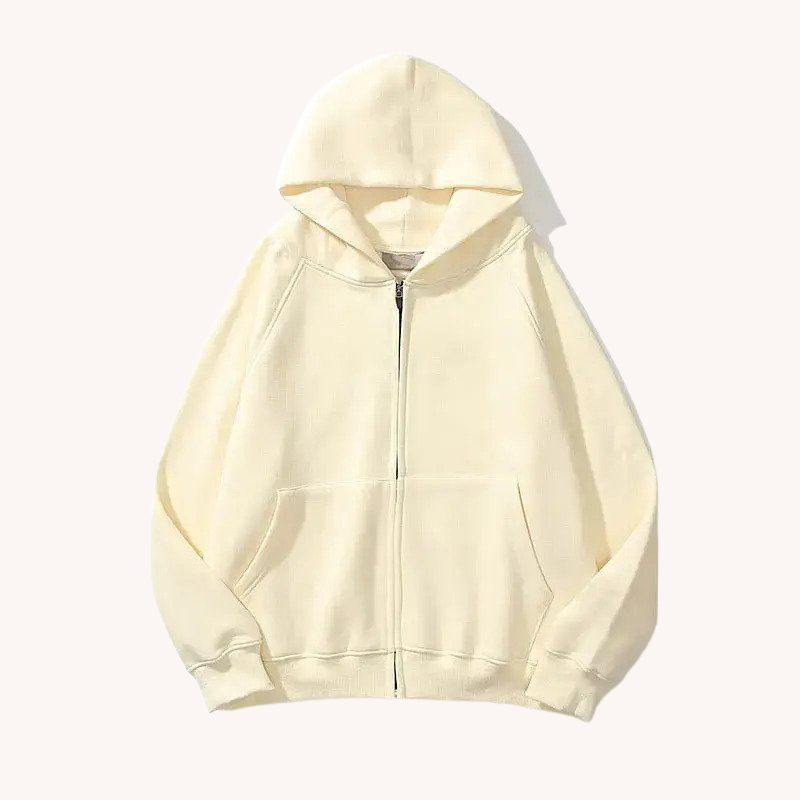 Plain Zip-Up Oversized Hoodie