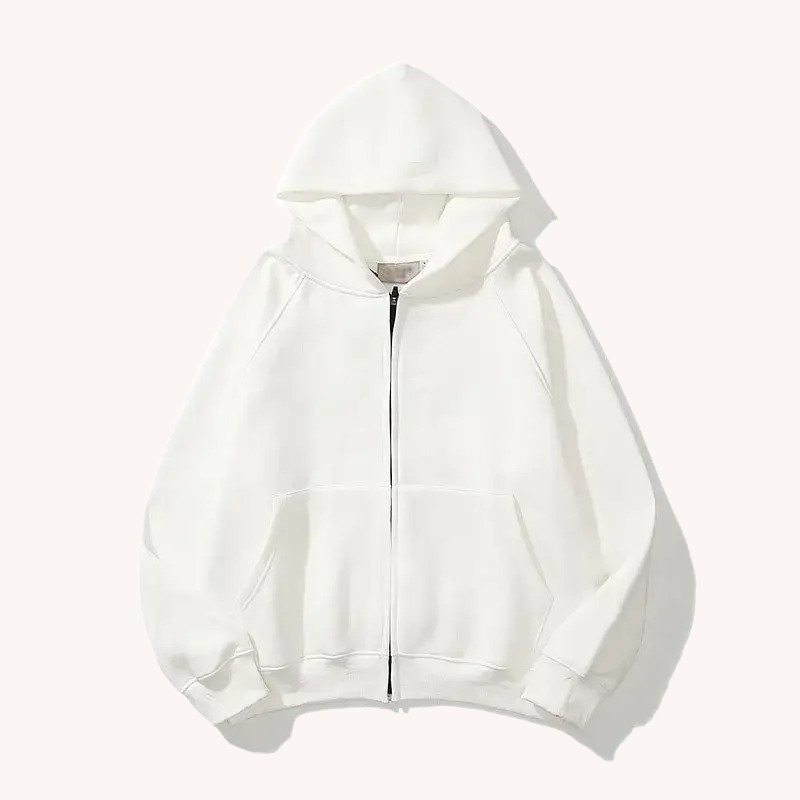 Plain Zip-Up Oversized Hoodie