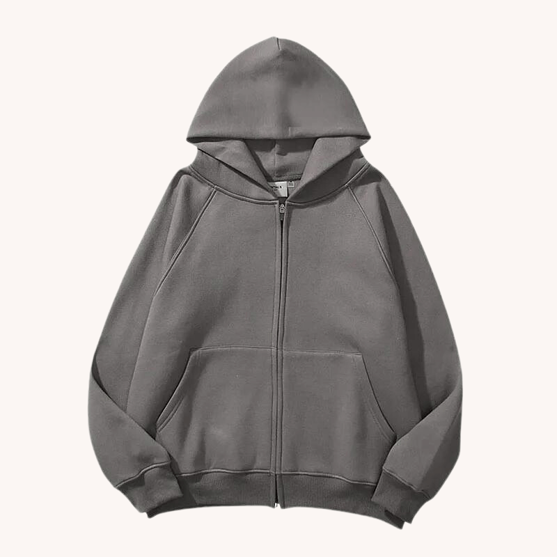 Plain Zip-Up Oversized Hoodie