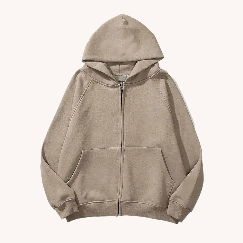 Plain Zip-Up Oversized Hoodie